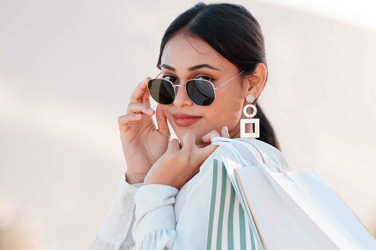 Woman modeling boutique sunglasses